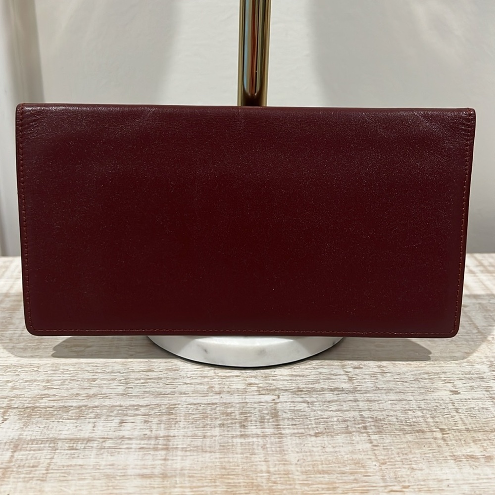 Cartier Long Burgundy Leather Wallet with Gold Accents, Must De Cartier EUC - Picture 3 of 7